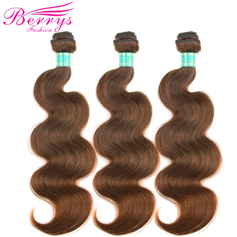 

Brazilian Body Wave #6 Color Remy Hair 3 Bundles Human Hair Extensions 1Lot Hair Weave Berrys Fashion Hair