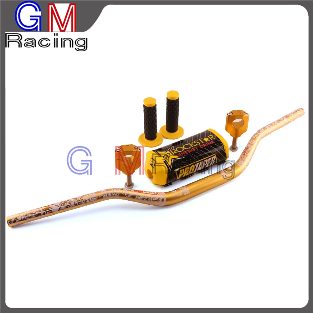 Gold pattern A 1 1/" Жир Бар 28 мм руль ручки 28 мм зажимы колодки для KAWASAKI KX125 KX250 KX250F KX450F KXF250 KXF450 KX 250F 450 мотоцикл - Цвет: Gold pattern A