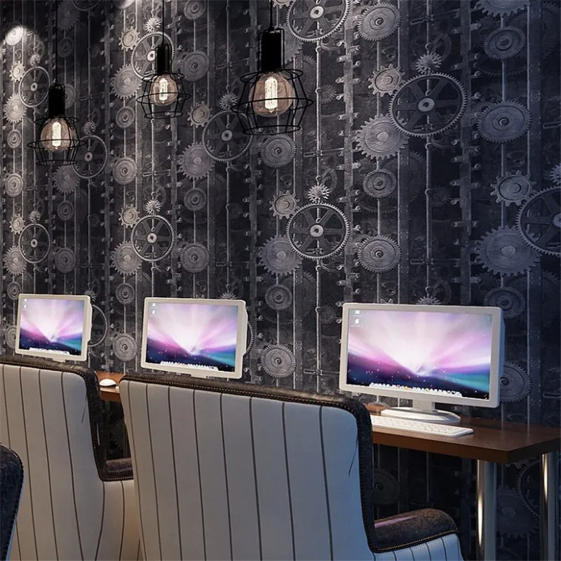 Обои из ПВХ в американском ретро стиле железное украшение Интернет кафе