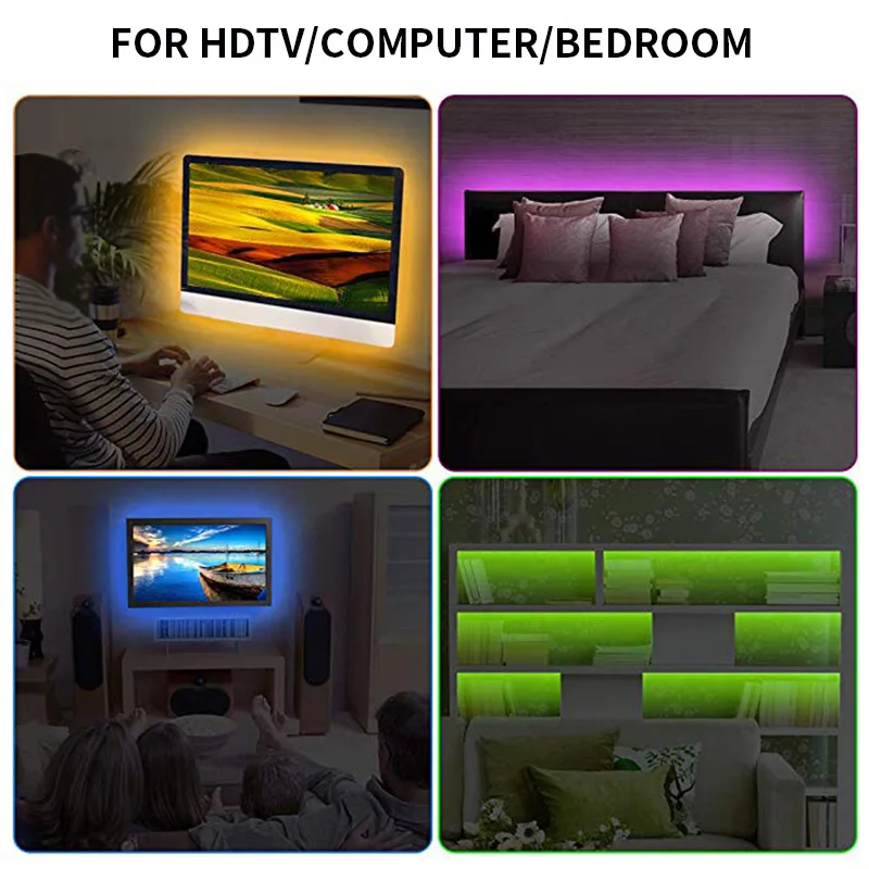 Гибкая светодиодная ленсветильник RGB для ТВ 5 В 300 см 5050 дюйма|Светодиодные ленты| |