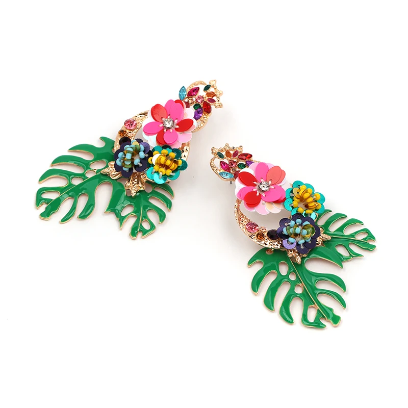 AOTEMAN, дизайн, большой винтажный цветок, массивные Висячие серьги для женщин, Boho Ethinc, серьги с подвеской в виде листьев