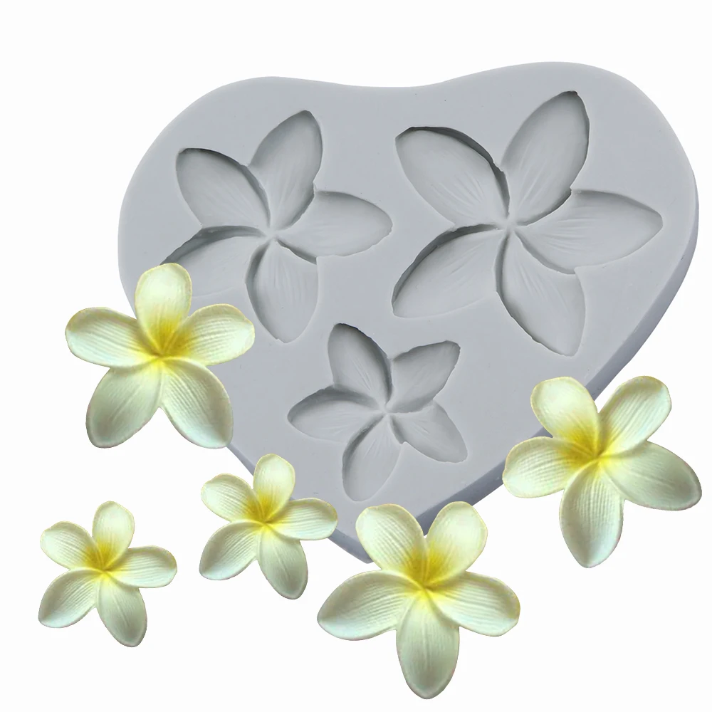 Силиконовая форма для торта с цветком Plumeria цвет серый и розовый силиконовая