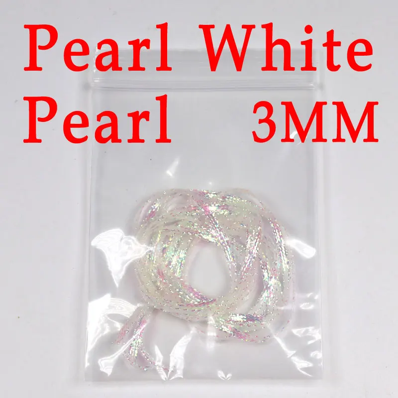 PEARL WHITE 3 мм 2 ярдов/мешок морской мухобойка материал UV Flur ocent плоская Алмазная оплетка для Emergers Nymph креветки Скад стример щука - Цвет: PEARL WHITE