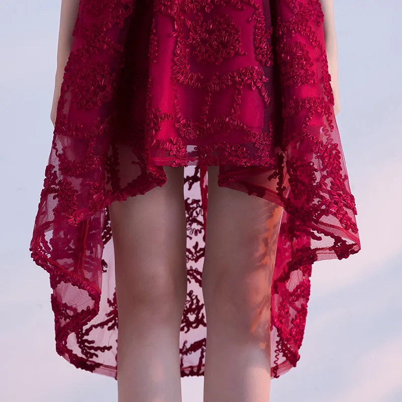 Robe De Soiree платье для выпускного вечера es High/LowVestidos Largos реальное фото Бордовое