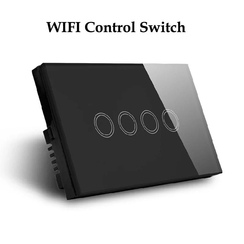 ASEER Smart Life Tuya 4 банда Wi-Fi светильник переключатель, AU/US беспроводные интеллектуальные Настенные переключатели совместимый с Alexa и Google Assistant - Цвет: Black WIFI Switch