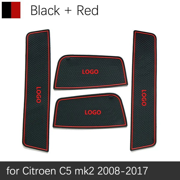 Противоскользящие резиновые ворота слот чашки коврик для Citroen C4 MK1 MK2 C5 C-Elysee C4 C5 Aircross DS 7 CElysee DS7 аксессуары наклейки - Название цвета: Red C5 08-17