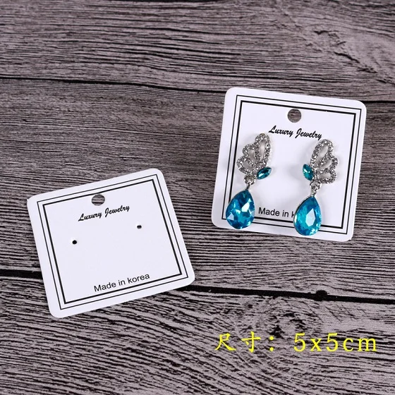 5x5cm white LJ 100 шт./лот, цветные серьги, карты, много размеров, ювелирные открытки, бумажные серьги, карты в ювелирной упаковке, винтажная классическая Карта - Цвет: 5x5cm white LJ
