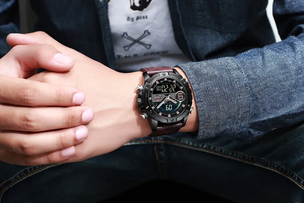 NAVIFORCE Reloj Hombre, наручные мужские часы, Лидирующий бренд, роскошные, натуральная кожа, кварцевые часы, спортивные часы, мужские Relogios Masculino