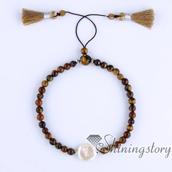 Культивированный пресноводный жемчужный браслет бусина Мала Браслет ювелирные