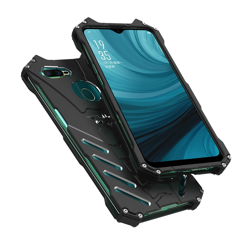 Роскошные Бэтмен Kickstand противоударный чехол для Oppo A7 K1 A7x A5 A3 F7 R17 Pro R15 R11s Алюминий бампер Броня Кожа Металл задняя крышка