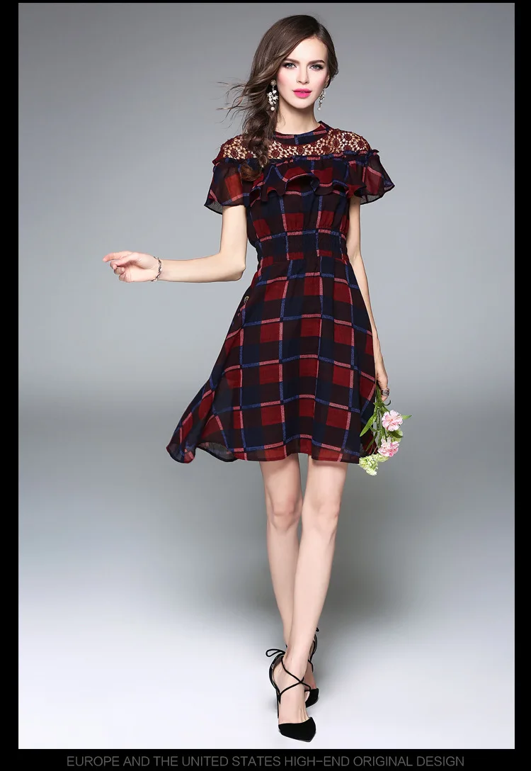 Фото Summer Dress 2017 Women European Design Charming Lace Jacobs Patchwork Gewen Waist Женская одежда Summer Dress 2017 Women European Design Charming Lace Jacobs Patchwork Gewen Waist Женская одежда