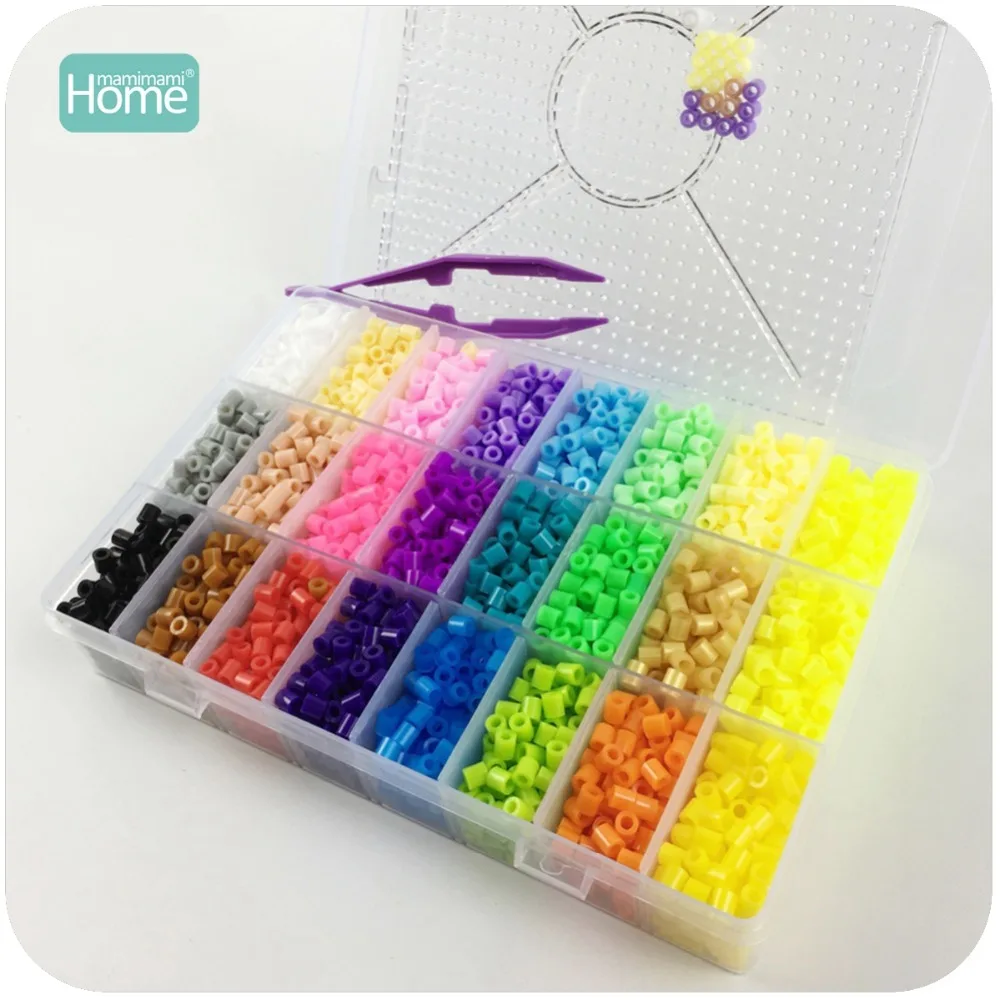Бусины MamimamiHome Hama 5000 Perler 5 мм 24 цвета набор коробок Обучающие Детские игрушки