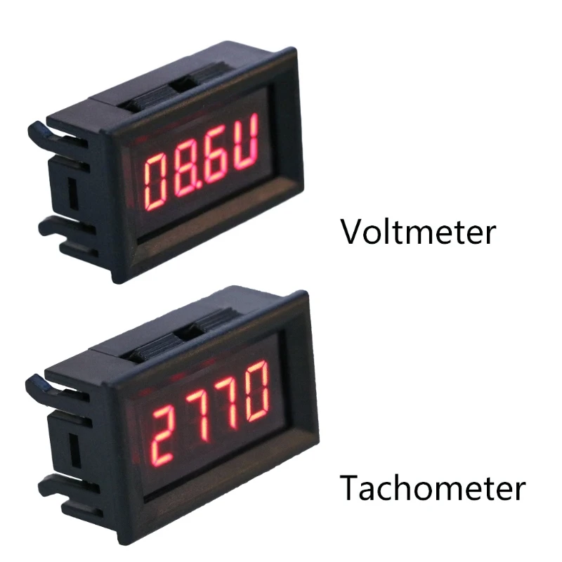 

OOTDTY 2 in 1 LED Tachometer Gauge Digital RPM Voltmeter for Auto Motor Car Motorcycle Rotating Speed