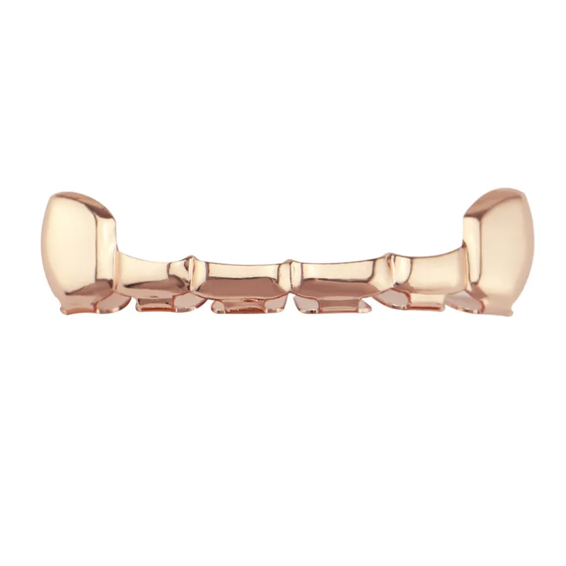 rosegold top Панк золотые зубы жабры Верхняя и нижняя вампирский Клык хип-хоп грили зубные тонкие зубные колпачки Хэллоуин косплей ювелирные изделия вечерние XHYT1005 - Окраска металла: rosegold top