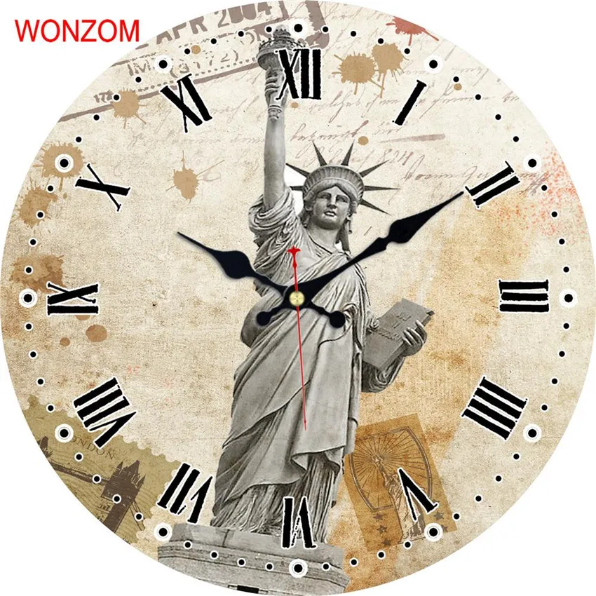 Большие настенные часы WONZOM с абстрактным изображением гор бесшумные для