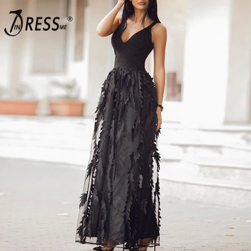 Женское платье трапеция INDRESSME элегантное вечернее с глубоким v образным вырезом