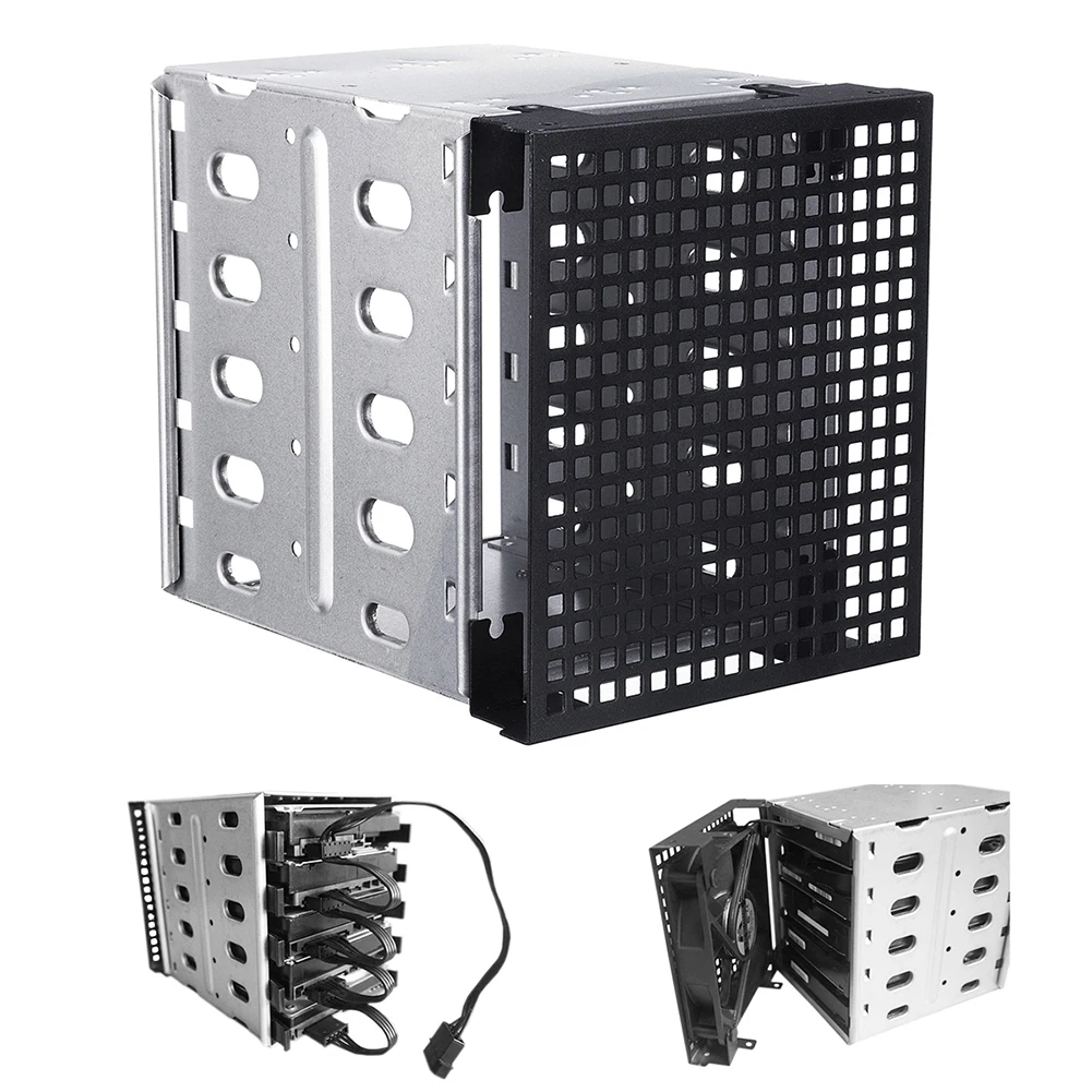 Новинка, 5 слотов, 3,5 дюймов, SATA SAS, HDD Cage Rack, Жесткий драйвер, лоток Caddy с вентилятором
