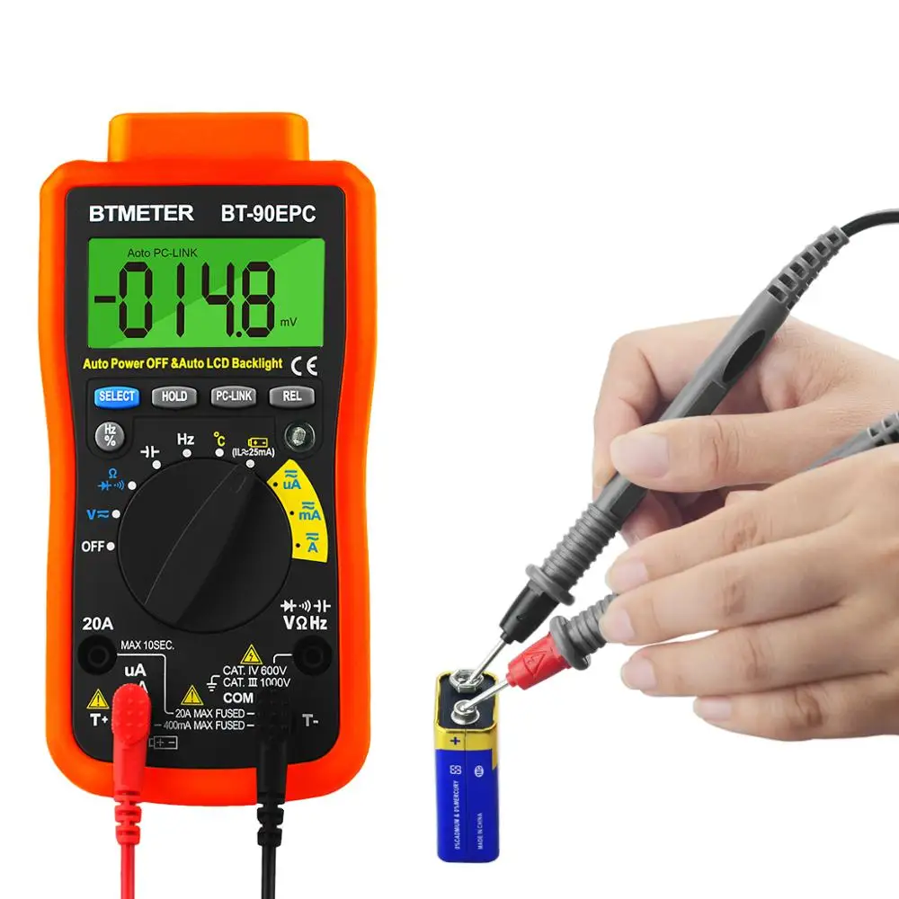 Мультиметр BT-90EPC Авто Диапазон Avometer DMM 4000 отсчетов с USB PC-Link, автоматическая подсветка, AC& DC напряжение, AC& DC ток