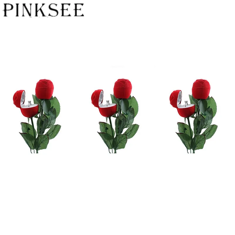 PINKSEE 1 шт. коробка для хранения ювелирных изделий в виде красной розы