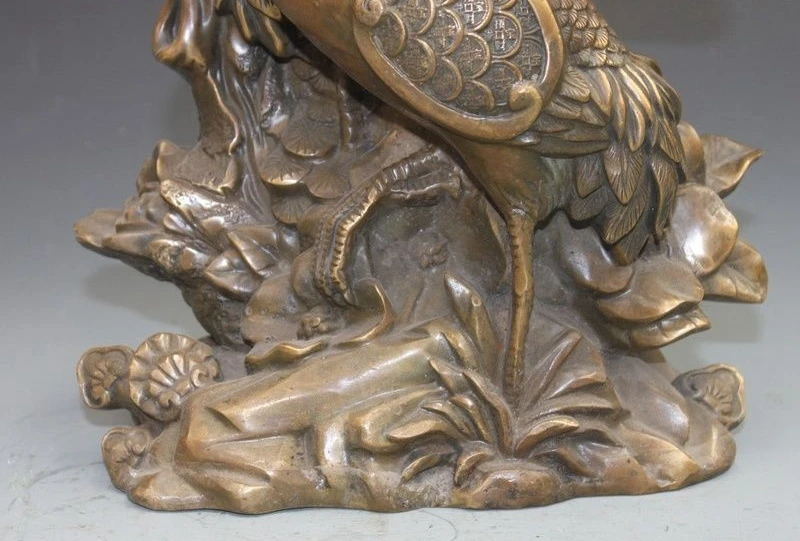 14 &quotКитайский дворец Фэншуй Бронзовая медь эверзеленые сосны две статуя журавля