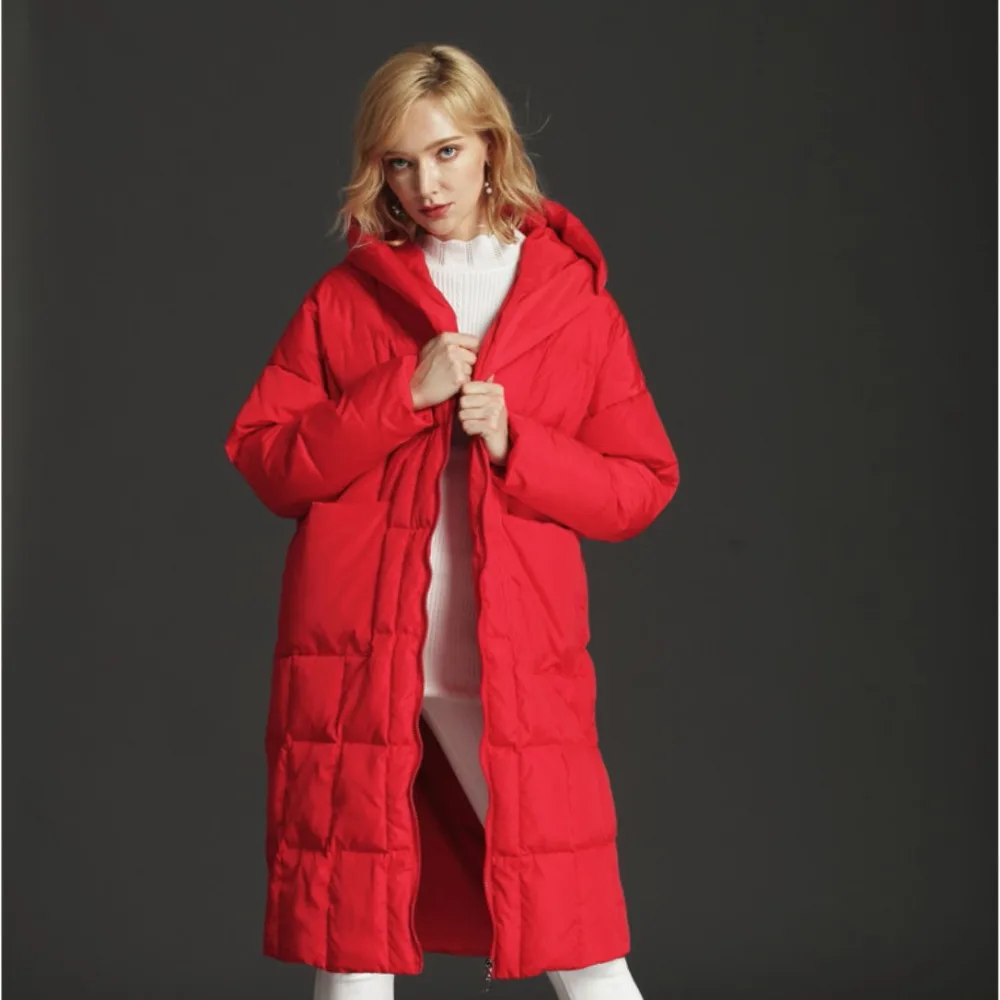 

Europe And The United States Large Size New Down Jacket 90 White Duck Down Long Thick Ladies Down Jacket