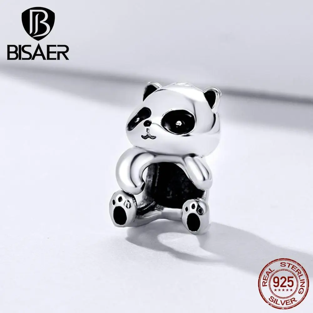 BISAER 925 пробы серебро животные Шарм Милая панда бусины подходят для оригинальных
