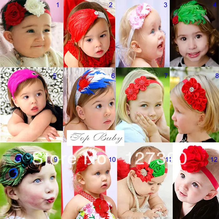 Бесплатная доставка детские перо ободки дети украшения для волос цветок тюрбан