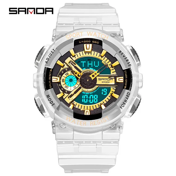 rose gold men Новинка, SANDA, спортивные часы для мужчин и женщин, модные, светодиодный, Relogio, цифровые, для пары, женские часы, кварцевые наручные часы для мужчин, s Reloj Hombre Saat - Цвет: rose gold men