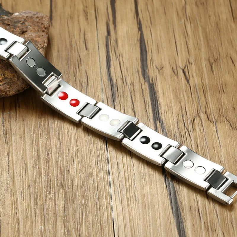 Vnox Men's Bio 4 Elements Energy Magnetic Bracelet Healing Stainless Steel Golf Bracelets Drop Shipping Health Care Jewelry|magnetic bracelet|golf