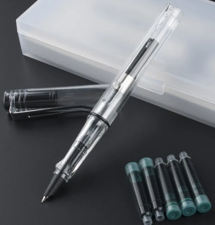 Jinhao 599 милые, прозрачные цветные перьевые ручки с 0,38 мм F Перо смолы чернильные ручки для письма школьные принадлежности - Цвет: 03