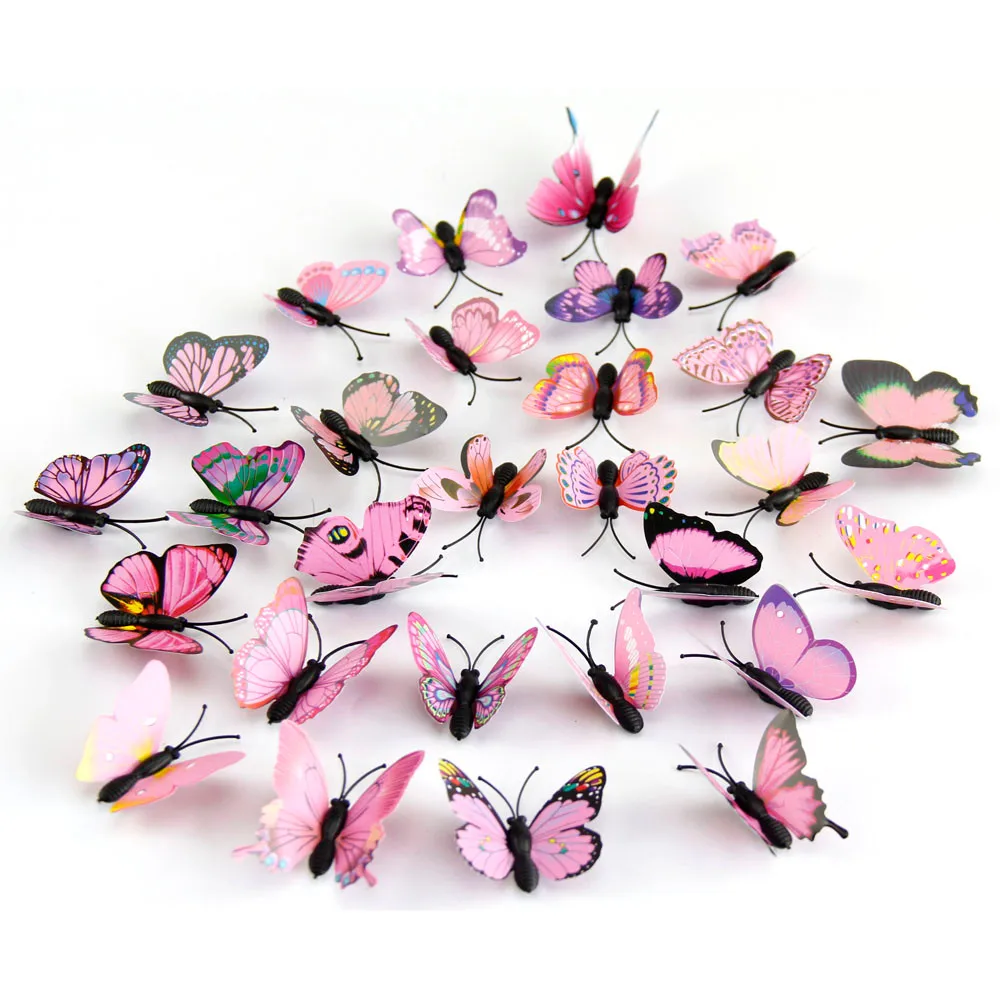 12 шт. в упаковке 3D настенное украшение виде бабочки декоративные наклейки для