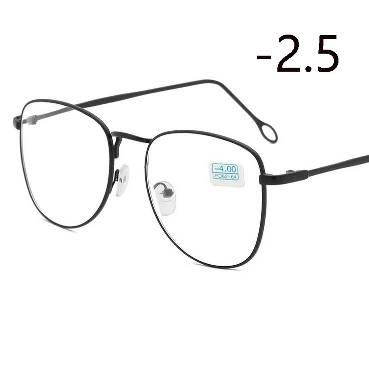 Myopia 250 Ретро очки для близорукости с металлическим покрытием, для женщин и мужчин, овальные диоптрийные очки по рецепту, Черная/Серебристая/Золотая оправа-1,0-1,5-2,0-4,0 - Цвет оправы: Myopia 250