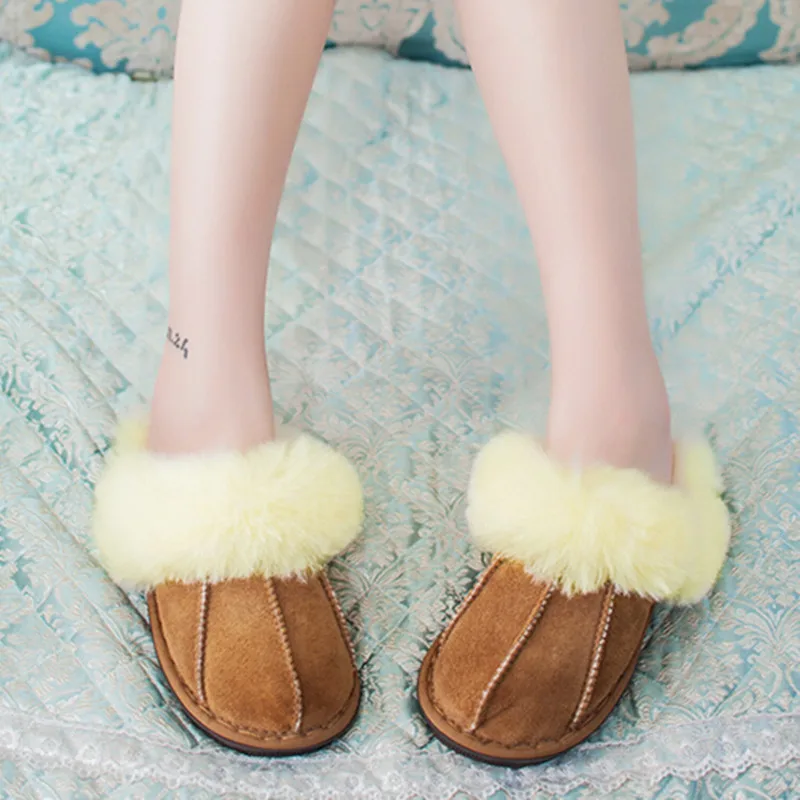 Зимняя теплая Домашняя обувь Тапочки из толстой шерсти Женские и мужские меховые