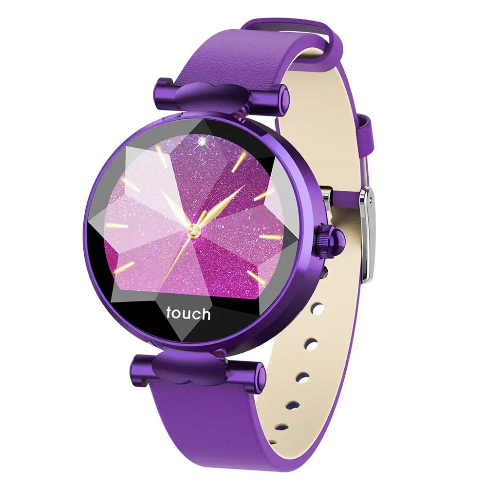 Purple COXANG B80 женские Смарт-часы с диамоном, экран, женские для фитнеса, браслет, пульсометр, кровяное давление, шагомер, женские умные часы - Цвет: Purple