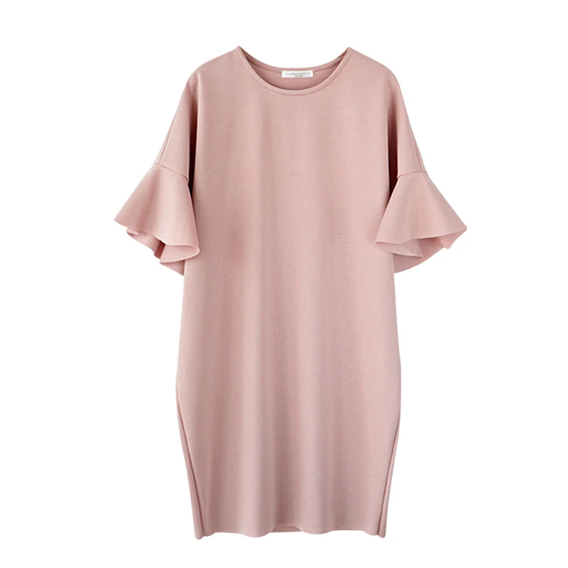 Trytree летнее женское платье повседневное однотонное мини-платье с круглым вырезом