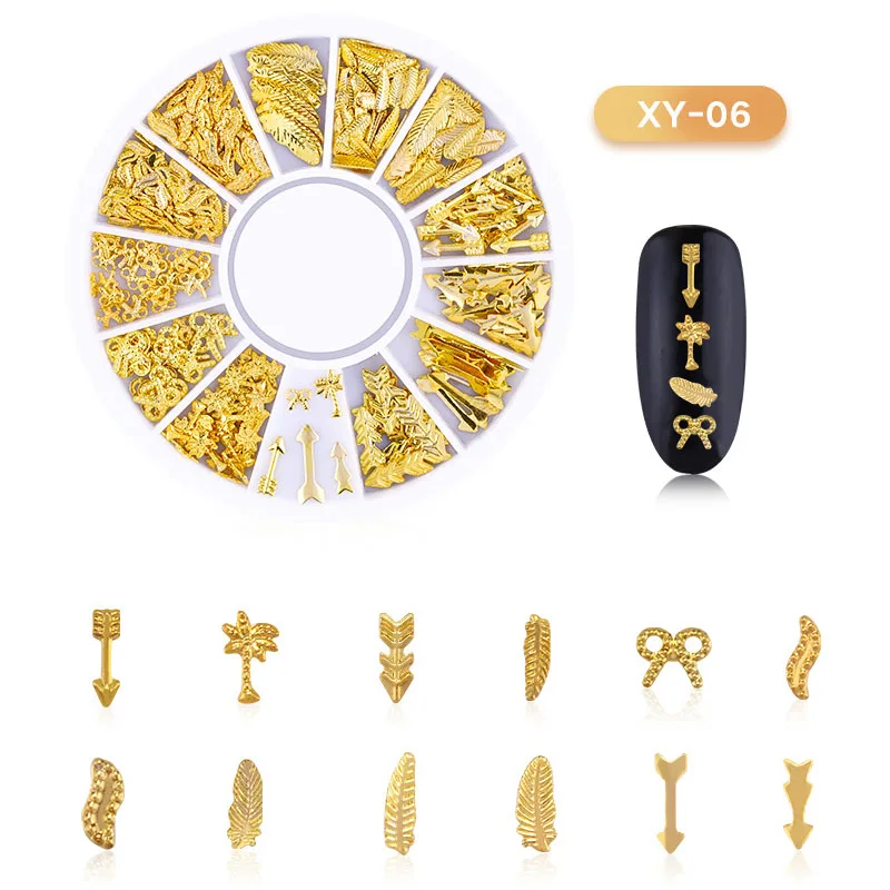 Украшения для дизайна ногтей металлические разноцветные геометрические узоры