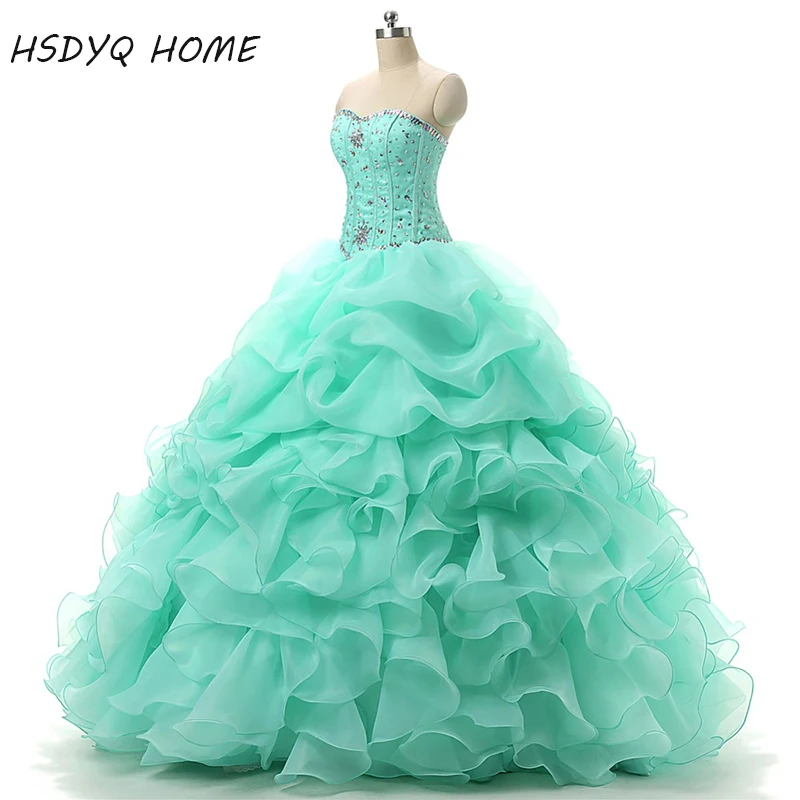 В наличии цвета зеленой мяты Бальные платья с украшением в виде кристаллов Милая