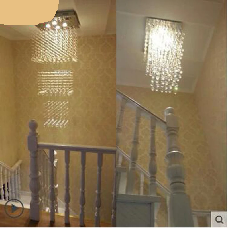 Квадратная хрустальная люстра лампа для гостиной трехэтажная вилла двойная
