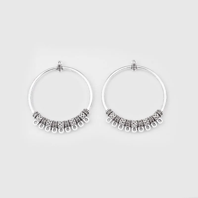 Кольцо-кольцо серебряное в античном стиле с 9 отверстиями 4 шт. | Украшения и