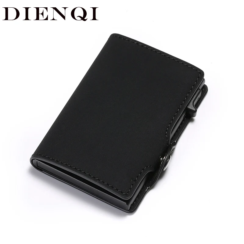 DIENQI Rfid Мини кожаные мужские кошельки, винтажные тонкие мужские Волшебные металлические кошельки, маленький кошелек, держатель для карт, двойной валлет, кошелек для денег