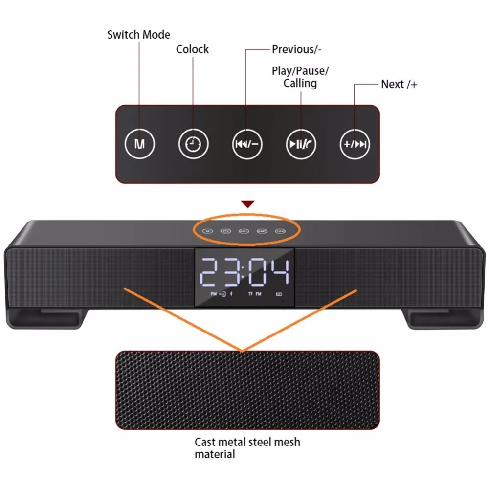 SMALODY Bluetooth звук динамик в виде бруска двойной громко Динамик будильник громкой