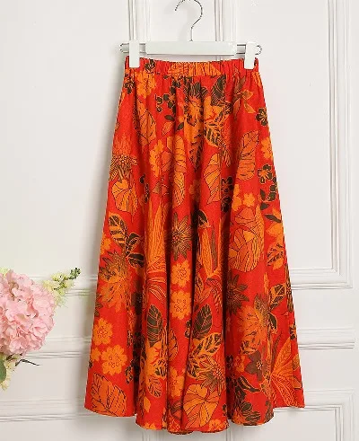 

Shanghai Story Women's Blend Linen Long Skirt Spring summer skirt Chinese Style Bohemian Skirt Casual Bandage Skirt Length 80cm