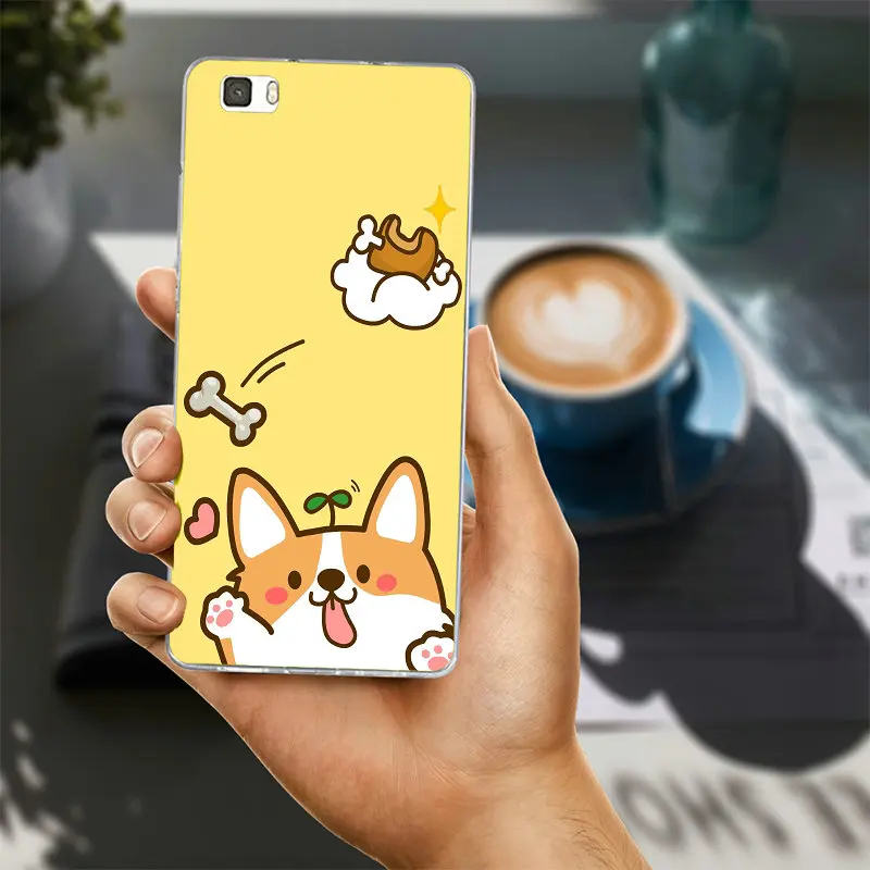 Забавный мультфильм вельш корги щенок Чехлы ТПУ телефон для huawei P8 P9 P10 P20 Коврики 10