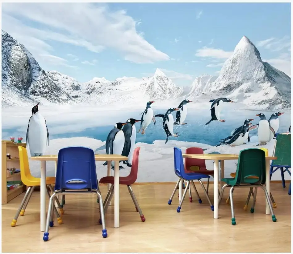 3d фото обои на заказ фотообои искусственная стена лед и Снег Животные фон