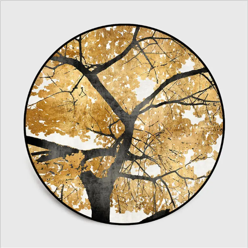 JQ-Carpets-258 Винтажный круглый ковер с золотыми желтыми листьями для журнальный столик для гостиной коврики геометрические детские игровые коврики - Цвет: JQ-Carpets-258