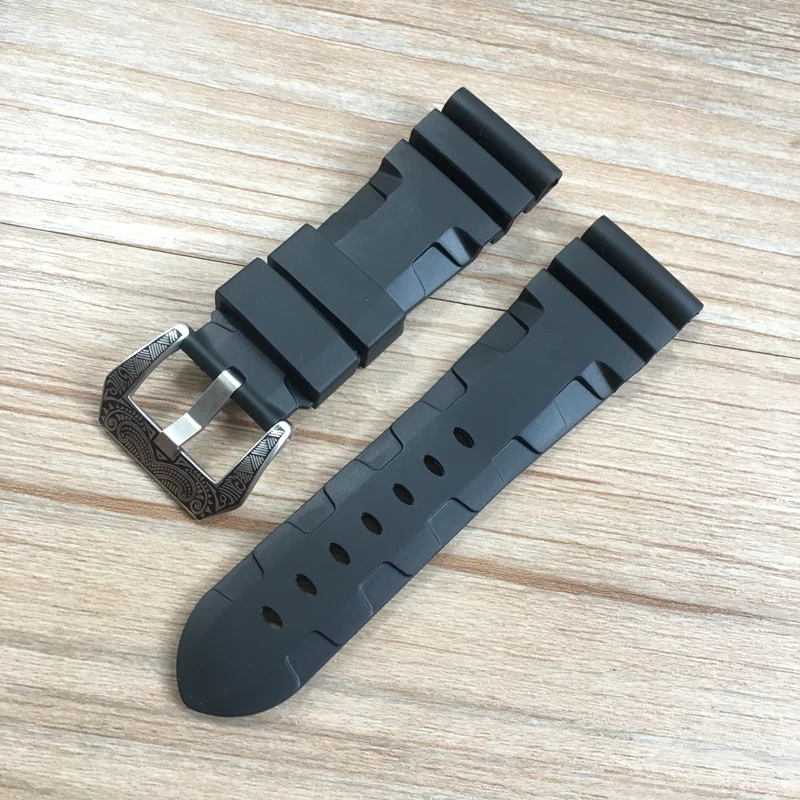 24mm 26mm Orange Black Green Red Gray Blue Silicone Rubber Watchband For PAM Belt Bronze Watch Strap PAM Bracelet Wristband