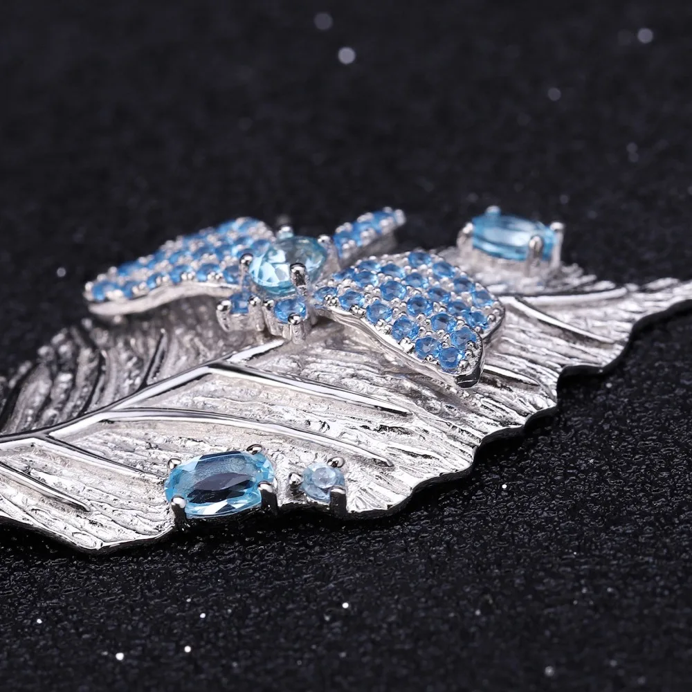 GEM'S BALLET Серебро 925 пробы 0.78Ct Натуральный швейцарский голубой топаз с длинными