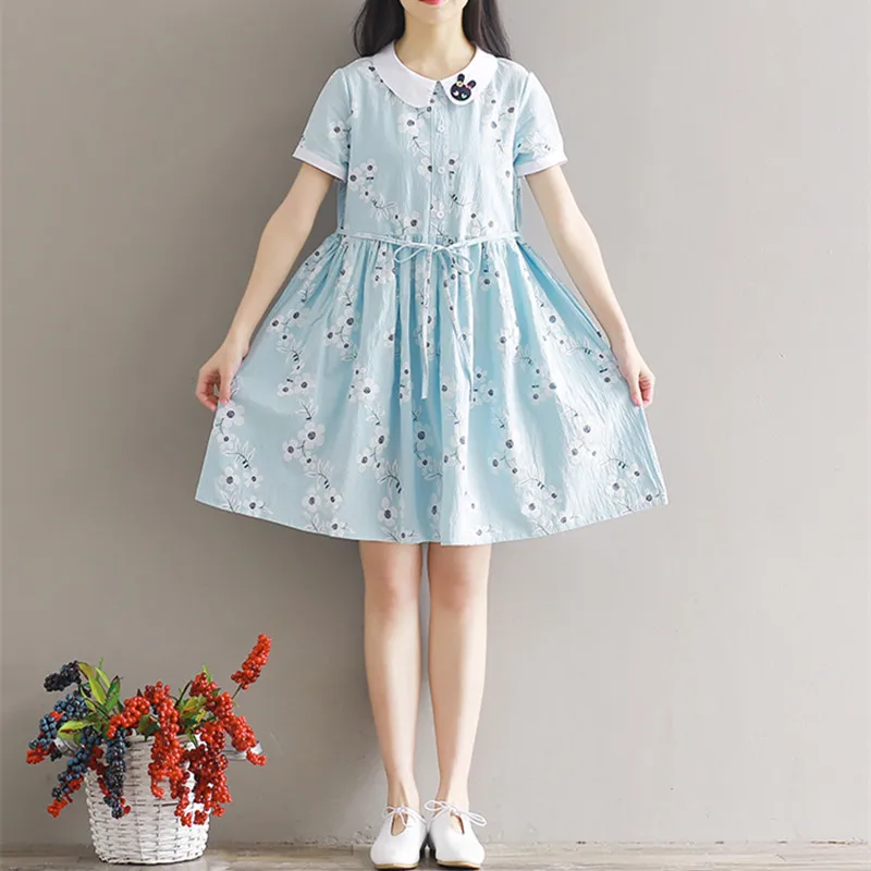 Женское пляжное платье с коротким рукавом синее розовое свободного покроя из