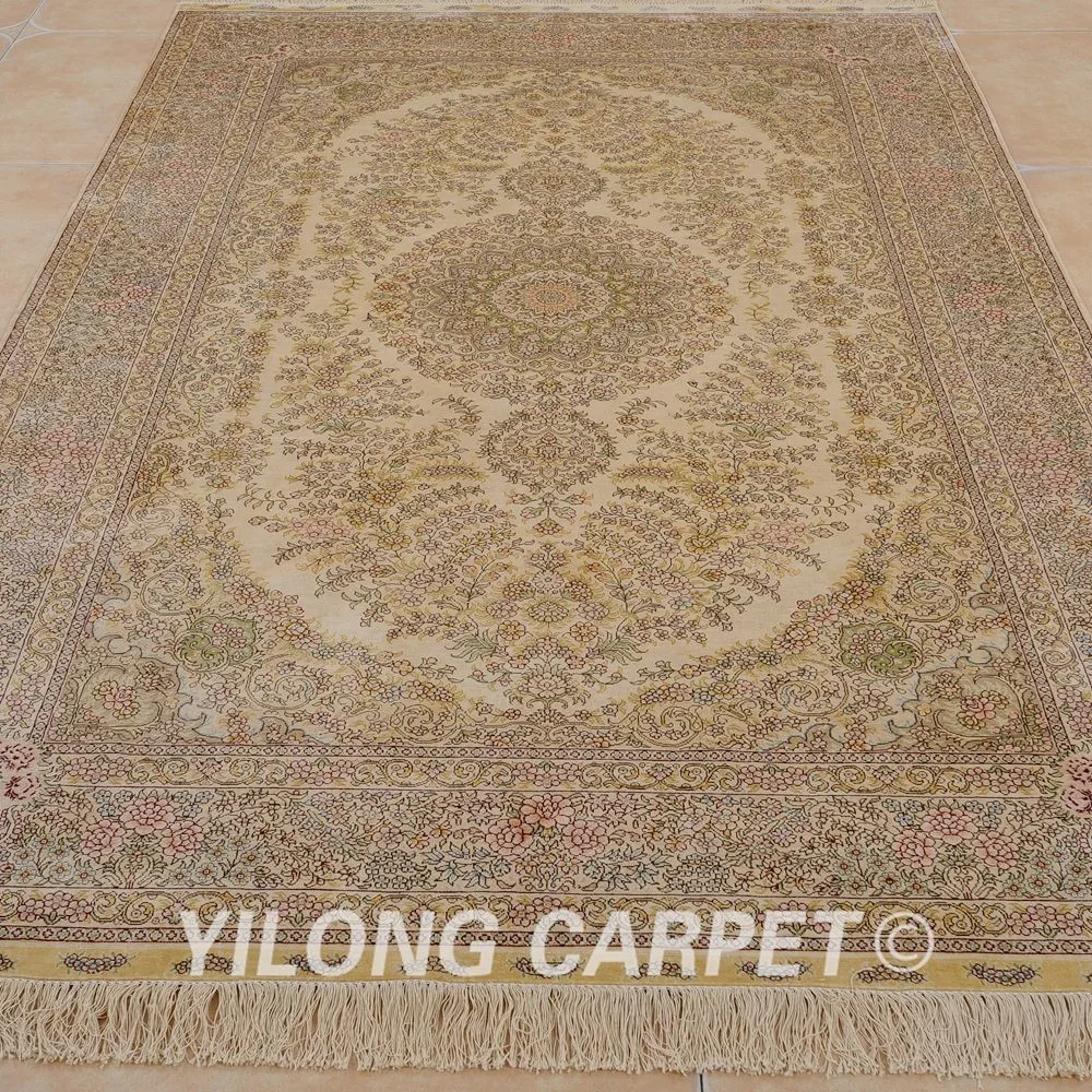 Yilong 5 'x 8' Кашмирские ковры ручной работы бежевый выгодный вязки продажа