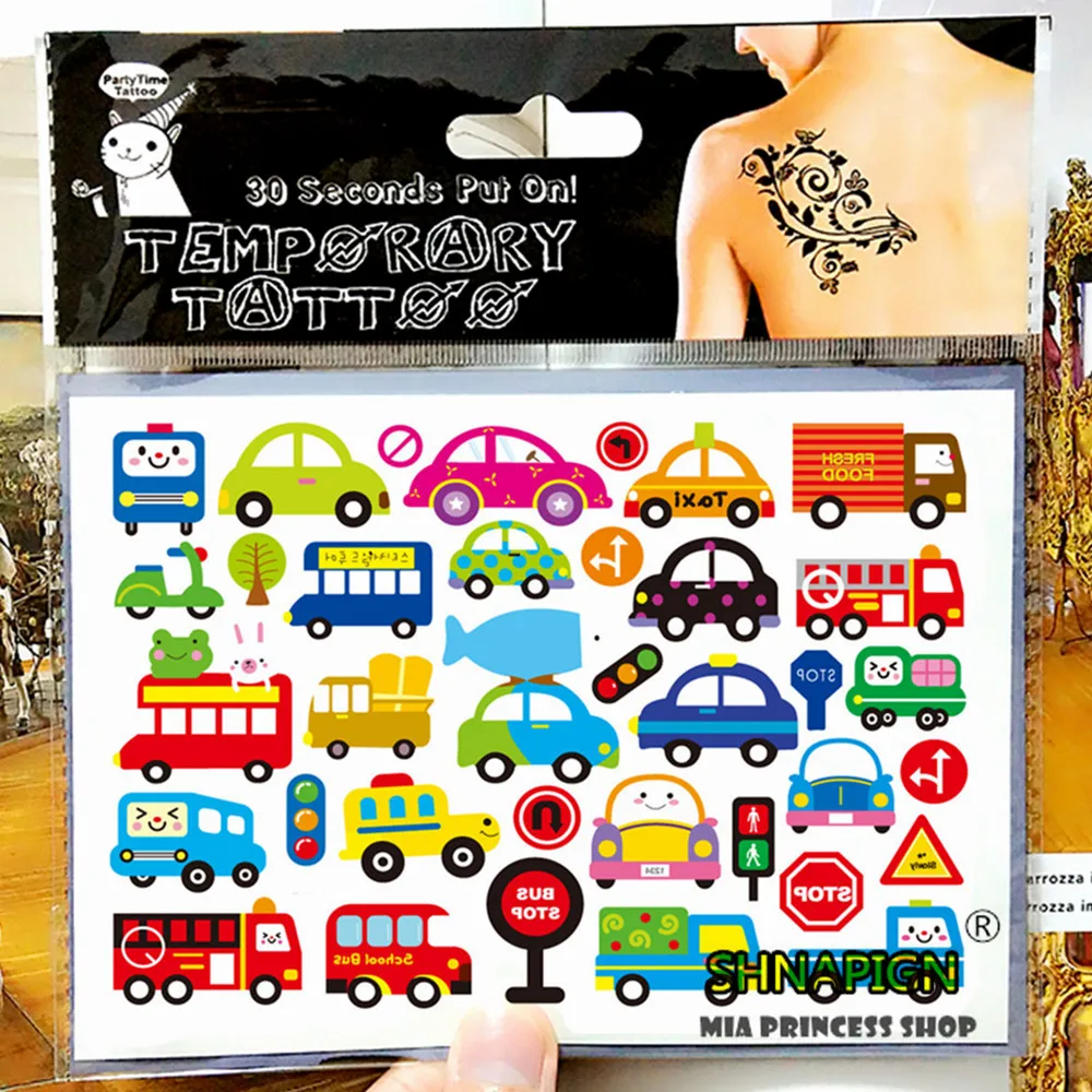 SHNAPIGN Мультяшные автомобили дети временные боди-арт флэш-тату наклейка s 17*10 см